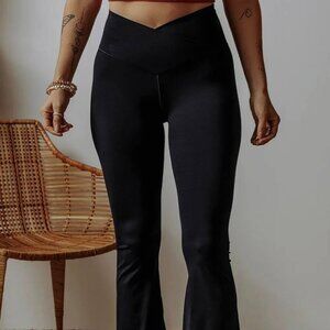 Crossed High Waist Flared Leggings